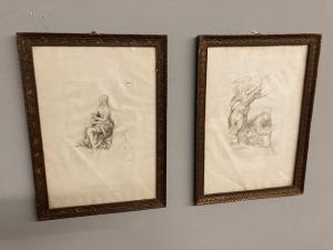 Antique pair of engravings - BURIN - 19th century. Artist Raffaele. 19th century. Size 43 x 32